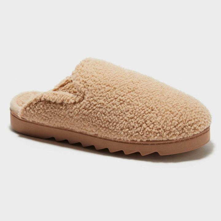 Women's Dluxe By Dearfoams Teddy Scuff Slippers - Oatmeal