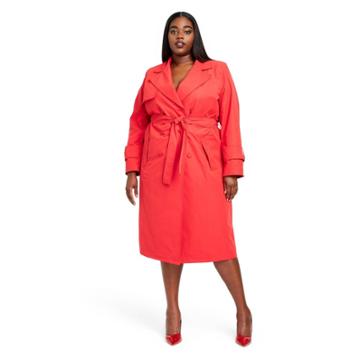 Women's Plus Size Strong Shoulder Trench Coat - Sergio Hudson X Target Red