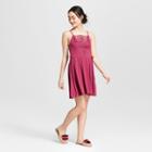 Women's Strappy Lace Front Dress W/ Side Lace-up - Xhilaration Magenta (pink)