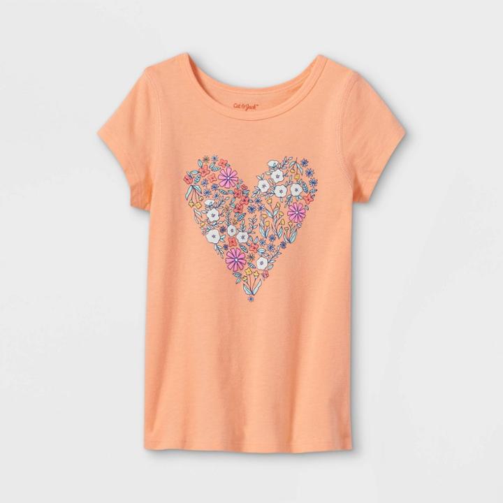 Toddler Girls' Adaptive Printed Short Sleeve Graphic T-shirt - Cat & Jack Peach