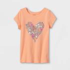 Toddler Girls' Adaptive Printed Short Sleeve Graphic T-shirt - Cat & Jack Peach