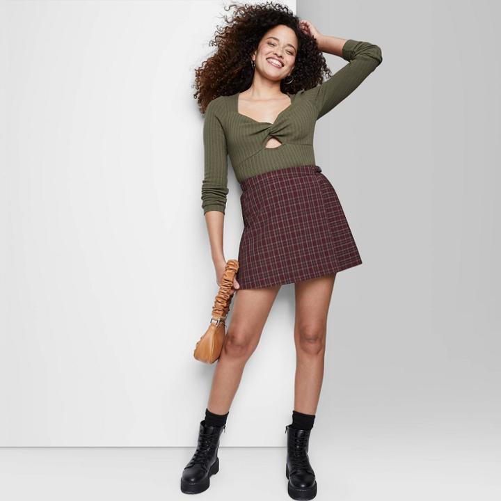 Women's Twist-front Bodysuit - Wild Fable Olive Green