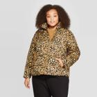 Women's Plus Size Leopard Print Long Sleeve Jacket - Who What Wear Brown