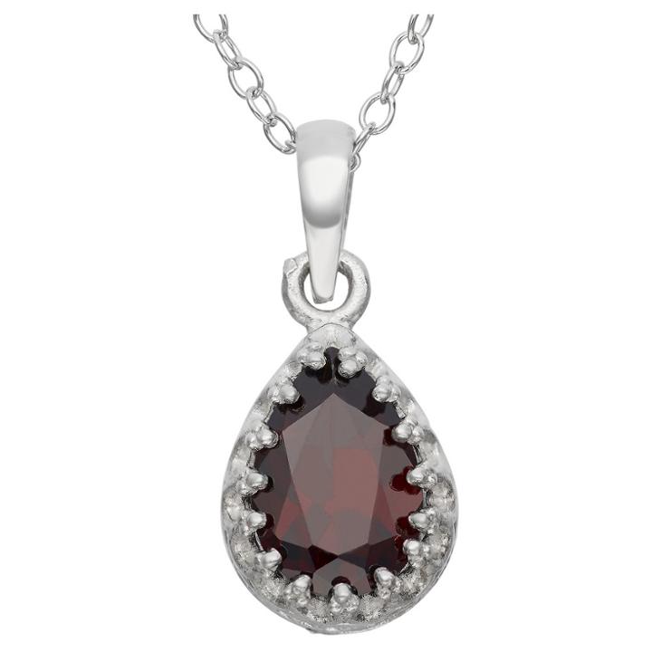 Target Pear-cut Garnet Crown Pendant In Sterling Silver, Girl's, Garnet/silver