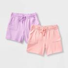 Girls' Adaptive 2pk Knit Shorts - Cat & Jack Violet/blush Pink