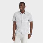 Men's Striped Standard Fit Short Sleeve Button-down Shirt - Goodfellow & Co Off-white/striped