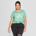 Women's Plus Size Short Sleeve Shamrock My World Graphic T-shirt - Grayson Threads (juniors') - Green