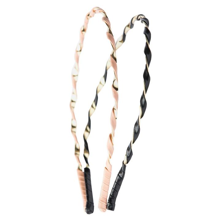 La-ta-da Faux Leather & Gold Twist Headbands - 2ct, Girl's, Pink