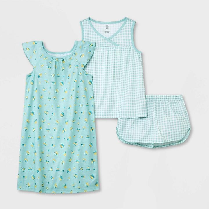 Carter's Just One You Girls' 3pc Floral Gingham Pajama
