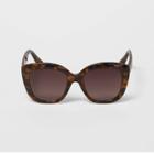 Women's Large Butterfly Cateye Plastic Sunglasses - A New Day Brown, Women's