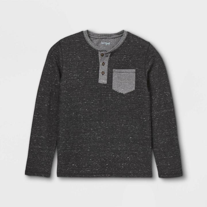 Boys' Double Knit Long Sleeve T-shirt - Cat & Jack Black