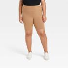 Women's Plus Size High-waisted Bike Shorts - Ava & Viv Dark Brown X