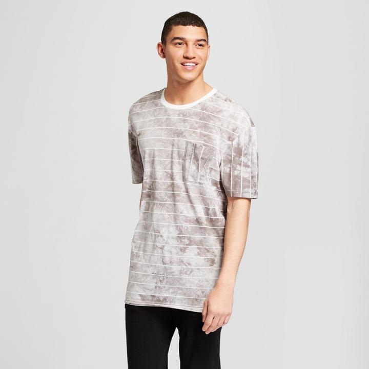 Men's Striped Short Sleeve Drop Shoulder Tie Dye T-shirt - Jackson Neural Stripe