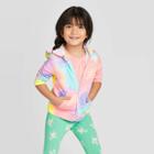 Toddler Girls' Tie Dye Zip-up Hooded Sweatshirt - Cat & Jack 12m, Toddler Girl's,