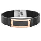 West Coast Jewelry Men's Crucible Rosegold-plated Stainless Steel Framed Id Black Leather Bracelet