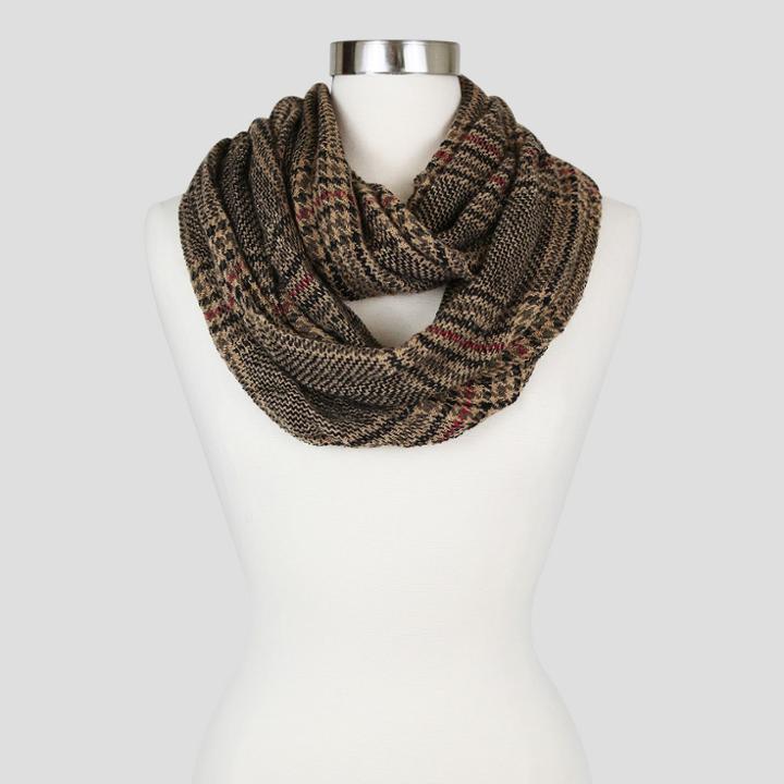Women's Sylvia Alexander Fashion Scarf - Taupe (brown) Plaid