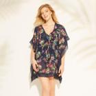 Women's Crochet Trim Cover Up - Sea Angel Navy Floral S, Size: