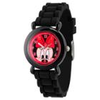 Disney Minnie Mouse Girls' Black Plastic Time Teacher Watch, Black Silicone Strap, Wds000135, Gray