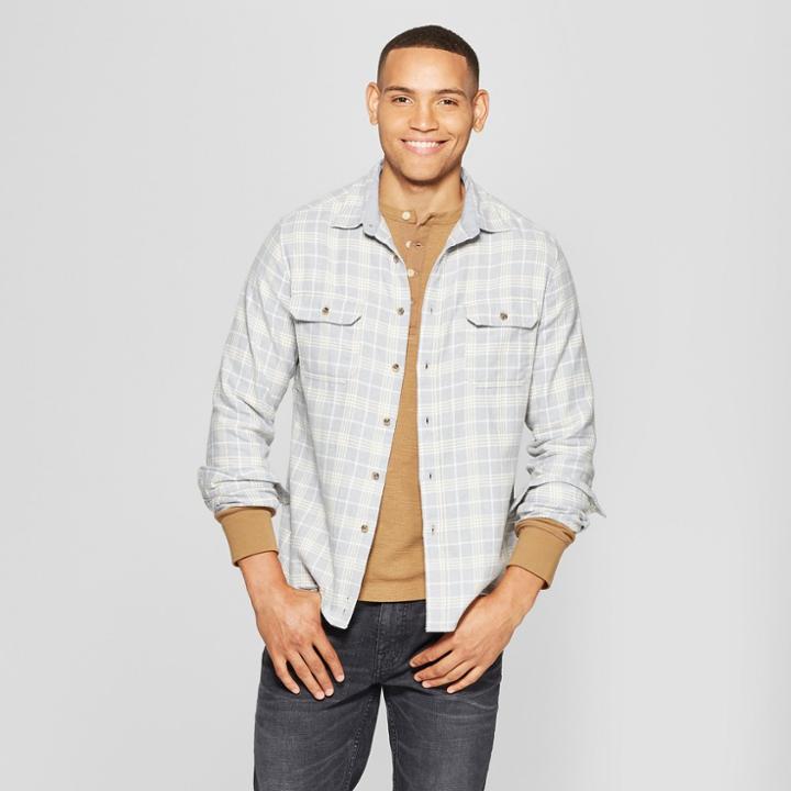 Men's Plaid Standard Fit Flannel Long Sleeve Button-down Shirt - Goodfellow & Co