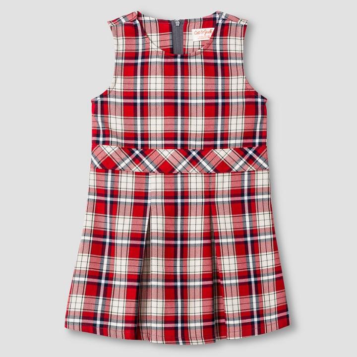 Toddler Girls' Woven Plaid Jumper - Cat & Jack Red