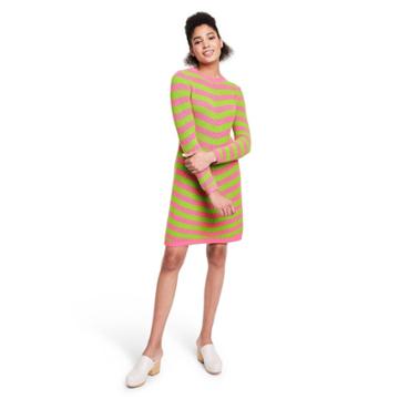 Women's Striped Long Sleeve Sweater Dress - Victor Glemaud X Target Pink/green