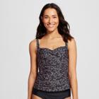 Women's Tankini Swim Top In Leopard Print -black/gray M - Merona, Animal Print