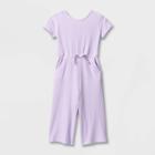 Toddler Girls' Solid Rib Short Sleeve Jumpsuit - Cat & Jack Purple