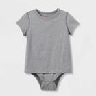 Toddler Kids' Adaptive Short Sleeve Bodysuit With Abdominal Access - Cat & Jack Gray
