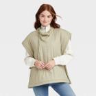 Women's Quilted Poncho - Universal Thread Olive One Size, Green