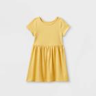 Toddler Girls' Solid Knit Short Sleeve Dress - Cat & Jack Light Yellow