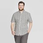 Men's Big & Tall Floral Print Standard Fit Short Sleeve Poplin Button-down Shirt - Goodfellow & Co Navy