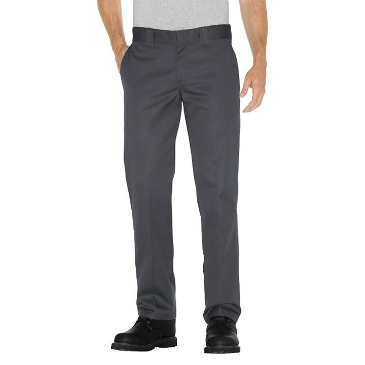 Dickies Men's Slim Straight Fit Twill Pants- Charcoal (grey)