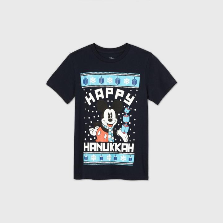 Boys' Disney Mickey Mouse 'happy Hanukkah' Short Sleeve Graphic T-shirt - Blue