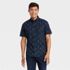 Men's Standard Fit Stretch Poplin Short Sleeve Button-down Shirt - Goodfellow & Co Blue Velvet