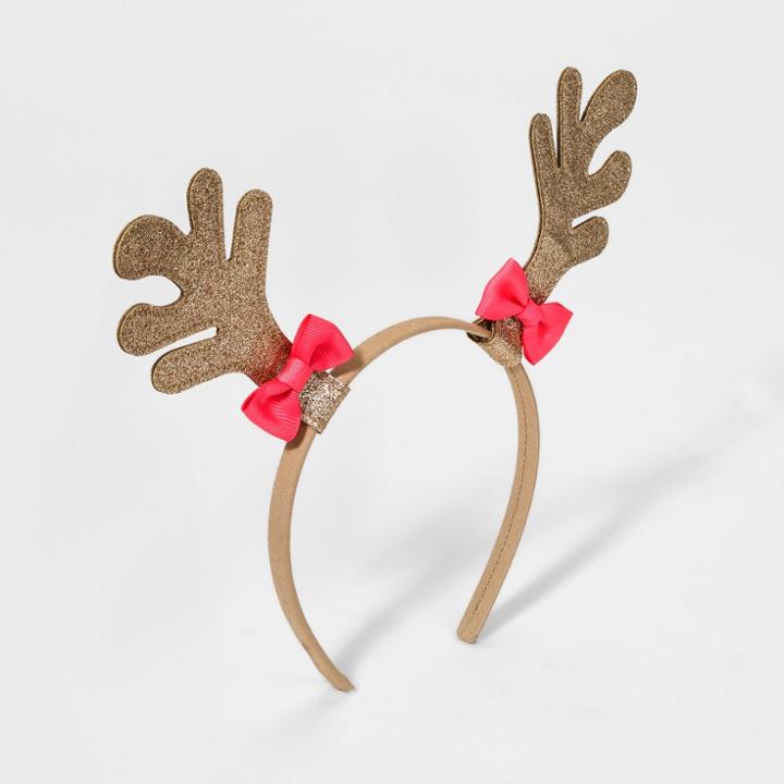 Girls' Glitter Reindeer Headband - Cat & Jack Gold