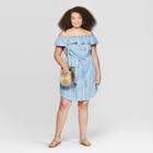 Women's Plus Size Striped Strapless Denim Dress - Universal Thread Ruitan X, Blue