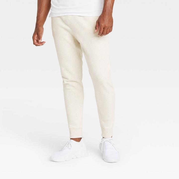 Men's Cotton Fleece Jogger Pants - All In Motion Heather Cream