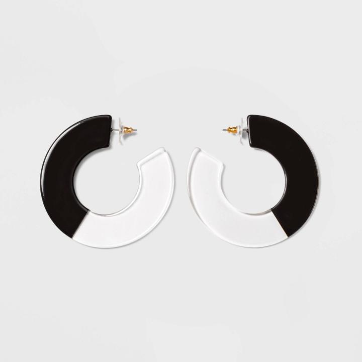 Sugarfix By Baublebar Two-tone Clear Acrylic Hoop Earrings - Black, Girl's