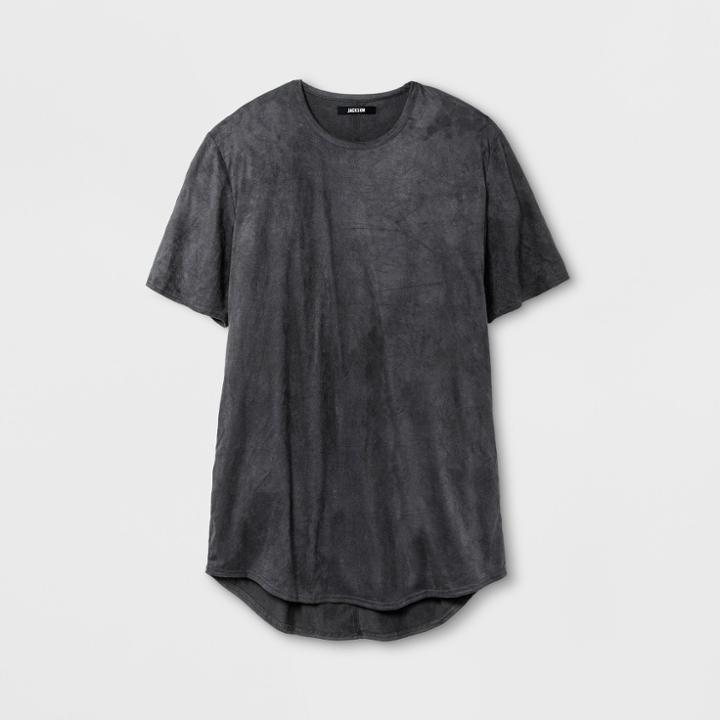 Men's Short Sleeve Suede Curved Hem T-shirt - Jackson Gray