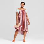 Women's Plus Size Striped High-low Tie Back Sundress- Ava & Viv Pink 4x,
