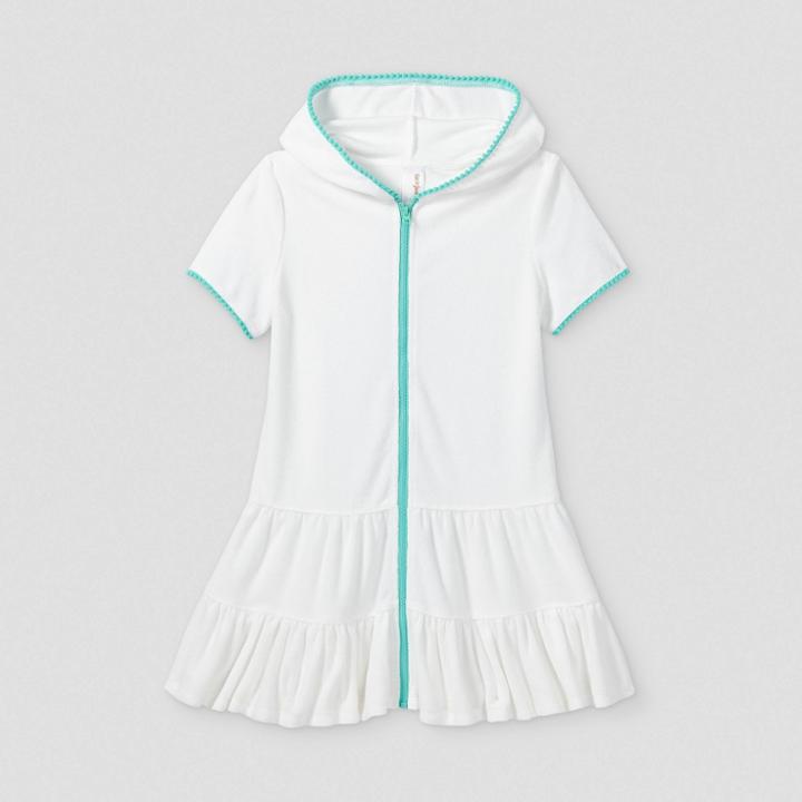 Girls' Hooded Terry Zip Cover Up - Cat & Jack White