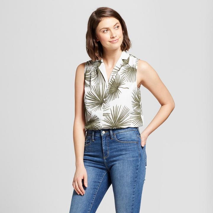 Women's Any Day Botanical Sleeveless Shirt - A New Day Cream (ivory)