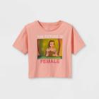 Girls' Disney Princess Belle Future Is Female Short Sleeve Cropped Graphic T-shirt - Pink