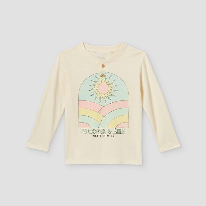 Toddler Boys' 'peaceful & Kind' Long Sleeve T-shirt - Art Class Cream