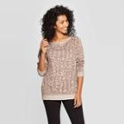 Women's Animal Print Long Sleeve Boat Neck Sweatshirt - Knox Rose Gray