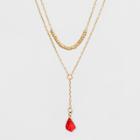Ccbs And Hanging Stone Short Necklace - A New Day Red/gold