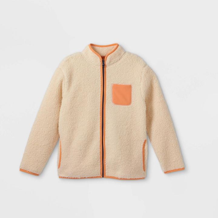 Kids' Sherpa Zip-up Jacket - Cat & Jack Cream