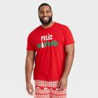 Men's Big & Tall Feliz Navidad Matching Holiday Pajama T-shirt - Wondershop Red