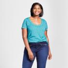 Women's Plus Size Scoop Neck T-shirt - Ava & Viv Deep Teal