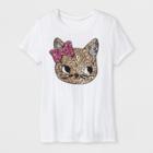 Miss Chievous Girls' Short Sleeve Kitty Graphic T-shirt - White